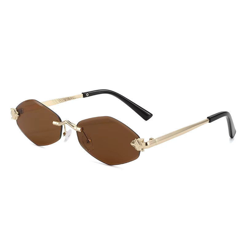 Julyrays Korrektionsbrille, randlos, hexagonal, Metall, blau, Unisex - Bild 4