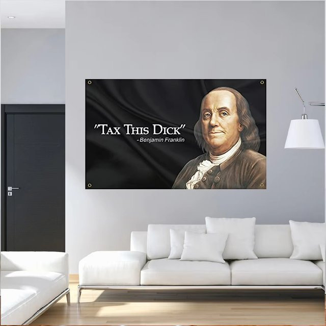 VIKAMA Benjamin Franklin Wandteppich im Vintage-Stil, minimalistische Kunst als Wanddekoration in Schwarz, Breite: 60 cm, Höhe: 60 cm - Bild 1
