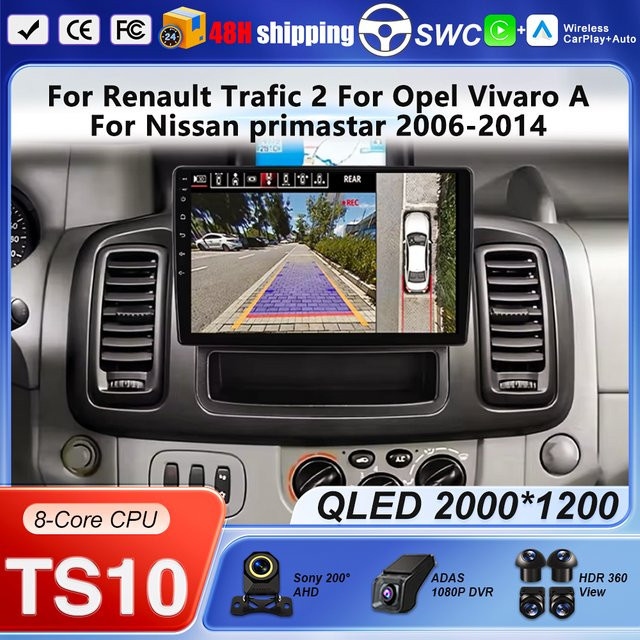 FengShiDa Android 14 Multimedia Autoradio mit GPS und Video Player für Renault Trafic 2, Opel Vivaro und Nissan Primastar (2006-2014), Schwarz - Bild 1