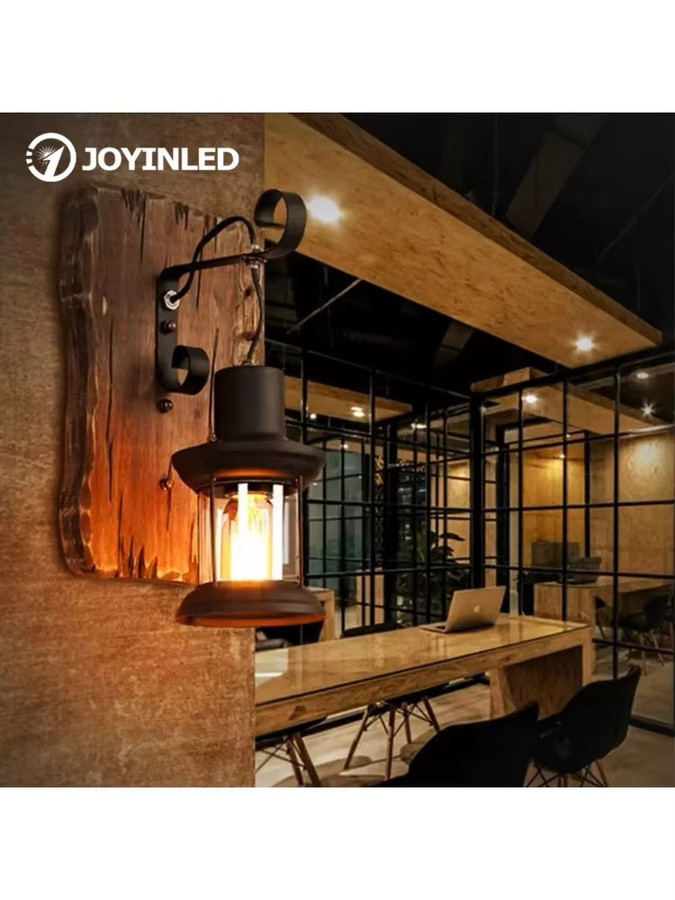 JOYINLED Wandleuchte in Schwarz im Vintage-Stil mit E27-Sockel und transparentem Glas für Küche, Esszimmer oder Flur - Bild 4