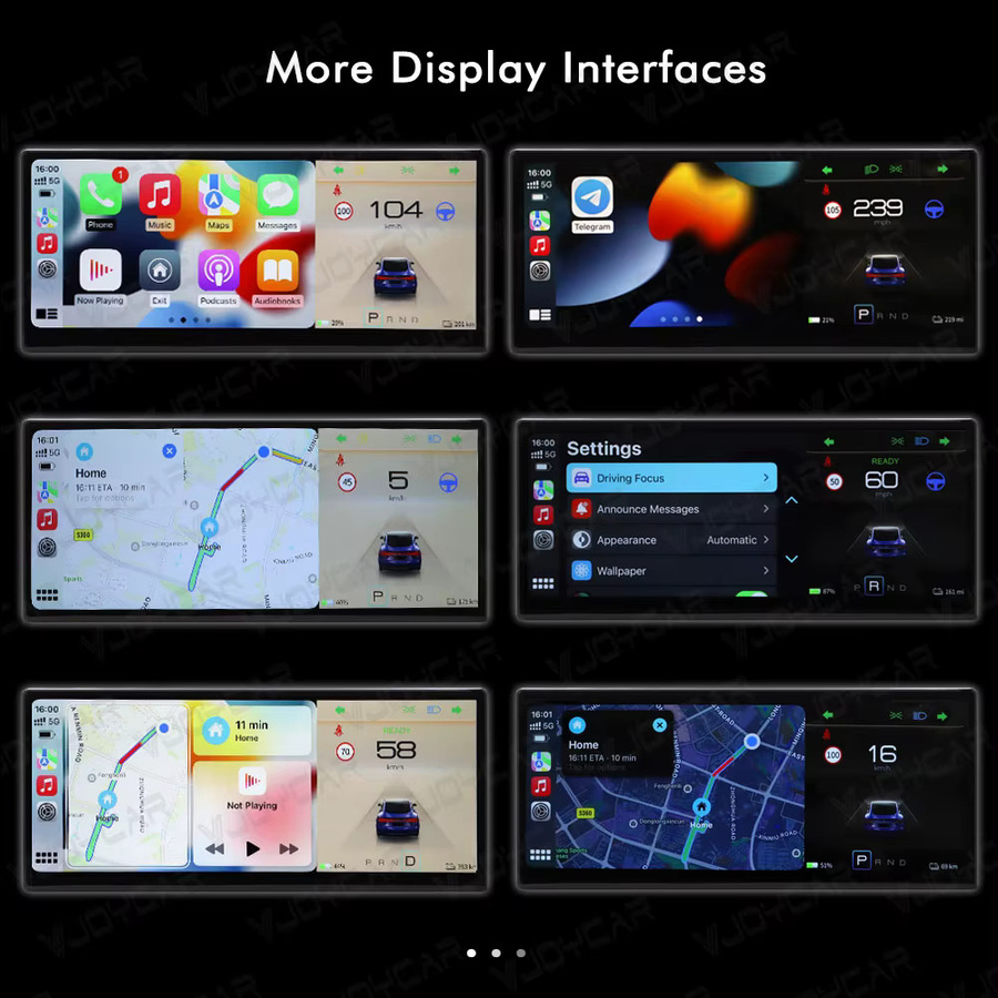 Vjoycar Smart Display für Tesla Model 3 und Model Y mit 9 Zoll Digital HUD Dashboard, CarPlay und Android Auto, Schwarz - Bild 6