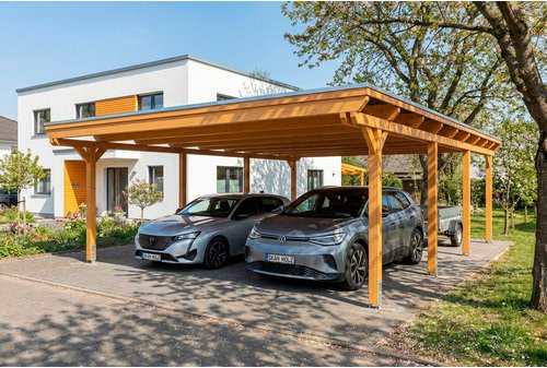 SKANHOLZ Carport Emsland aus Fichte mit EPDM-Dach in Eiche Hell Braun, B/T: 609 x 846 cm - Bild 1