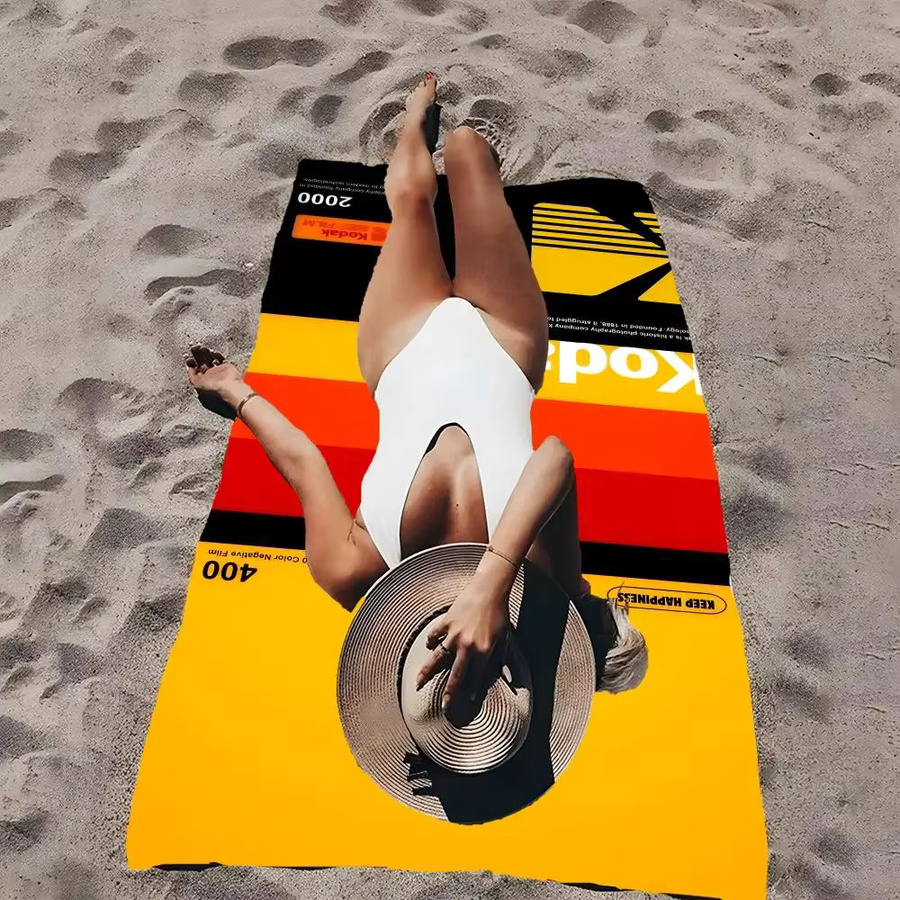 Kodak Mikrofaser Strandtuch schnelltrocknend in Weiß und Gelb für Camping, Sport und Reisen - Bild 4