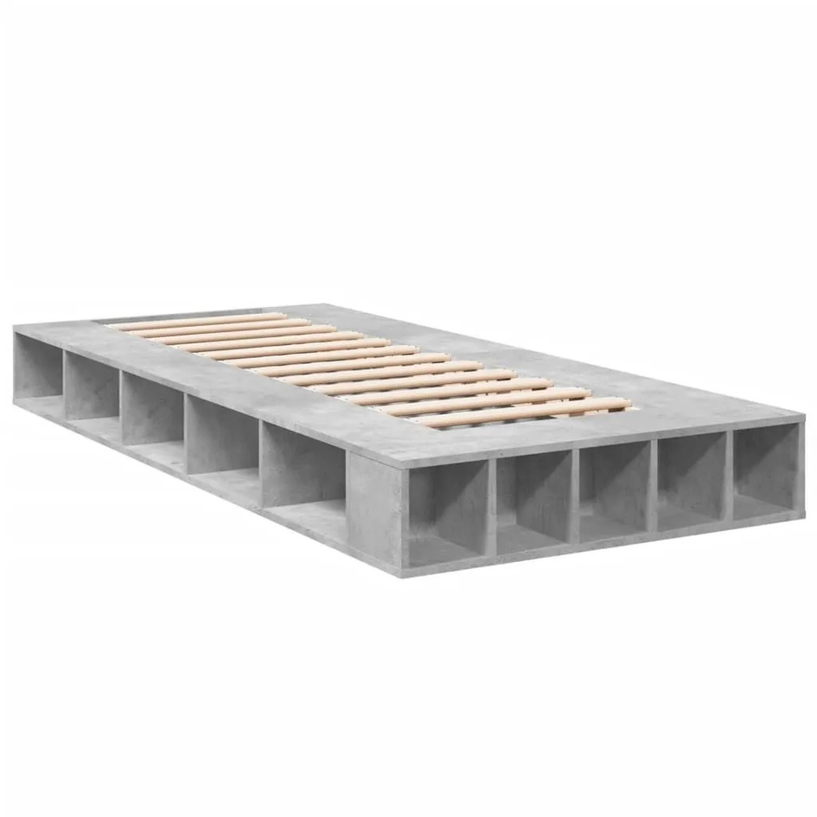 vidaXL Bettgestell aus Holzwerkstoff in Betongrau, B/T: 90 x 190 cm - Bild 2