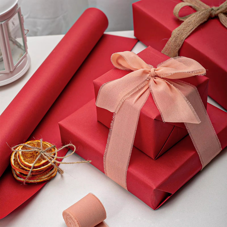 Rote Kraftpapierrolle zum Geschenkverpacken und für Hochzeitsdekorationen, Breite: 30 cm - Bild 2