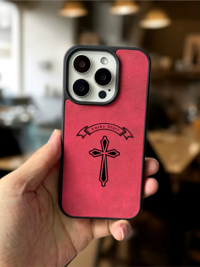 Luxus Wildleder Handyhülle Lucky Star Cross für Apple iPhone 17 16 15 14 13 12 11 Pro Max Plus und 16e - Bild 3