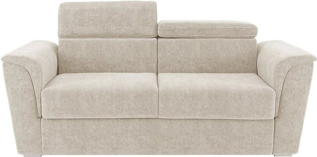 Vente-unique Schlafsofa Rizora in Beige mit verstellbarer Kopfstütze und Stoffbezug, Breite: 210 cm - Bild 1
