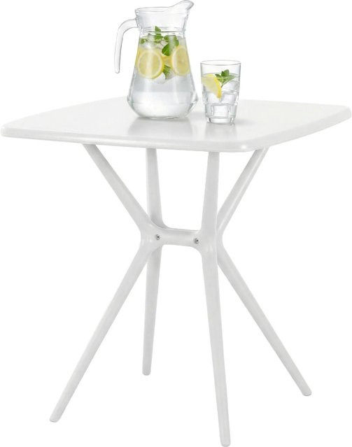 CLP Gartentisch Becky eckig weiß, wetterfester Bistrotisch aus Polypropylen für Garten, Balkon und Terrasse, B/T: 72 x 72 cm - Bild 1