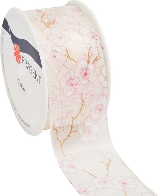 Seidenband Tokio Kirschblüten in Pink aus Polyester - Bild 1