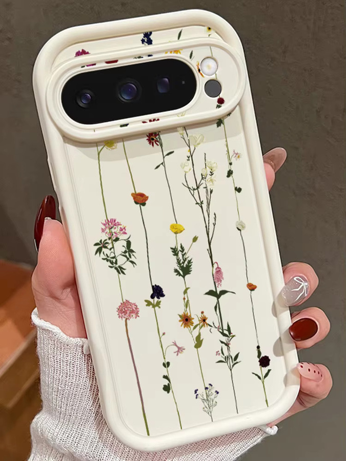 Stoßfeste Silikonhülle mit Blumenmuster für Google Pixel 8 Pro, 8A, 9 Pro XL und Pixel 9 in Bonbonfarben (Beige, Weiß, Multicolour) - Bild 3