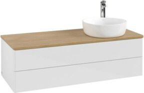 V&B Waschtischunterschrank Antao ohne Frontstruktur, Eiche honig und Weiß lackiert, B/T/H: 120 x 50 x 50 cm - Bild 1
