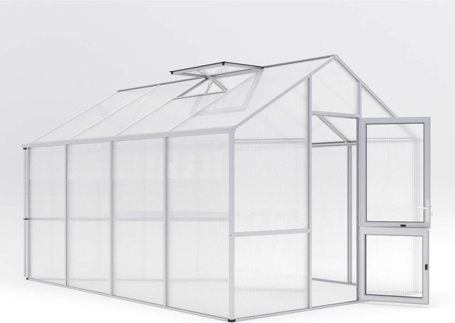 KGT Gewächshaus Dahlie IV mit Satteldach aus Aluminium und Polycarbonat, 12,7 m², transparent - Bild 1
