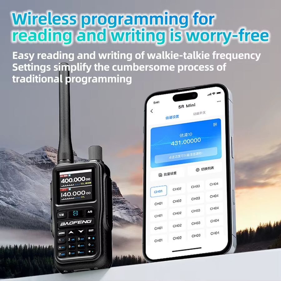 Baofeng UV-5R Mini Walkie Talkie Set mit Bluetooth und USB-C Ladegerät in Schwarz oder Grau - Bild 4