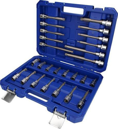 Brilliant Tools Steckschlüssel-Satz 1/2 Zoll, 26-teilig, Vielzahn-Profil XZN aus Chrom-Vanadium, Silber/Blau