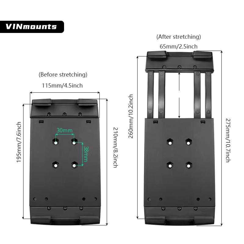 VINmounts Universeller Tablet-Ständer in Schwarz, kompatibel mit 8 bis 13 Zoll Tablets und RAM Mount B 1 sowie C 1.5 Rundkugelhalterungen - Bild 2