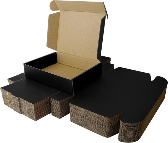 10 Versandkartons aus schwarzer Wellpappe als Geschenkboxen für Verpackung und Lagerung - Bild 1