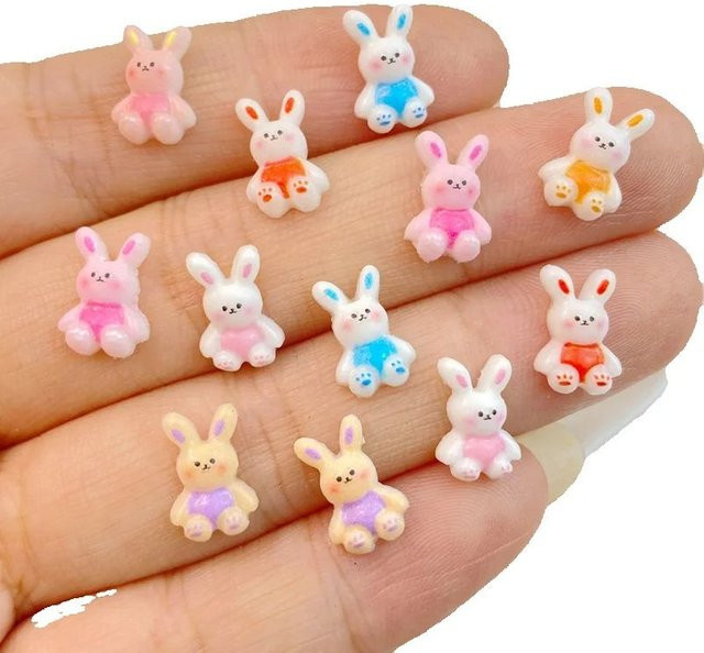 Nagelkunst-Harz-Anhänger, Kaninchen, Strass, Charms, 50 Stück - Bild 1
