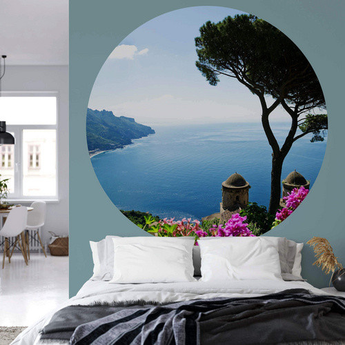 K&L Wall Art Vliestapete Meeresblick mediterran, runde Wandgestaltung in Mehrfarbig und Matt, B/H: 153 x 140 cm - Bild 2