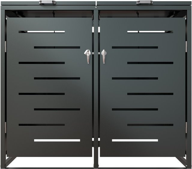 Juskys Mülltonnenbox Arel 2er Metall Gartenbox Aufbewahrungsbox Anthrazit - Bild 1