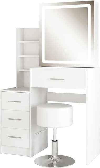 Vicco Schminktisch Lisca Weiß mit LED-Spiegel und Hocker Breite: 80 cm - Bild 2