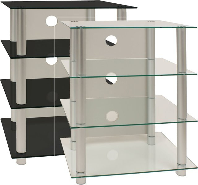 VCM Blados Hifi Mediaregal Phono Rack aus Glas und Aluminium, transparent, H x B x T: 70 x 59 x 49 cm - Bild 1
