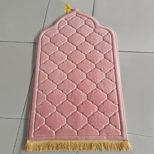 Gepolsterter Muslimischer Gebetsteppich von Your Warm Home in Rosa, Dreieckige Islamische Salatmatte aus Baumwolle für Erwachsene und Kinder, B/T: 65 x 110 cm - Bild 1