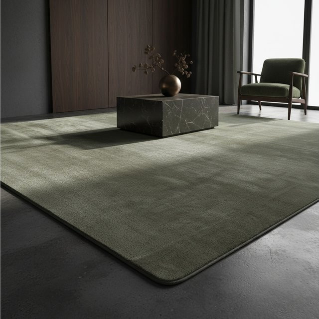 Waschbarer Kurzflor-Teppich ISAR von Kadima Design in Grün, einfarbig, B: 200 cm, T: 280 cm - Bild 1