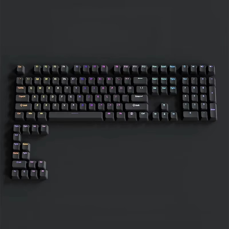 Oeny Black Cherry Profile PBT Tastenkappen Set mit Double Shot Shine Through für Cherry und Gateron MX Switches, Schwarz und Lila - Bild 2