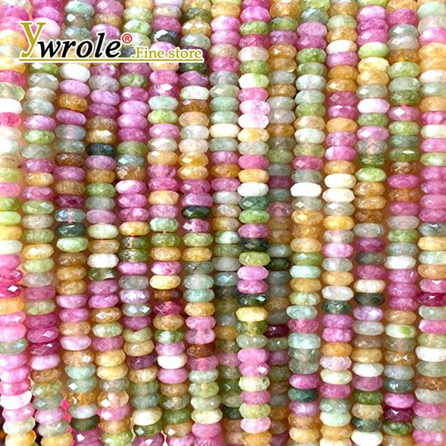YWROLE Spacer Perlen Naturstein Turmalin Chalcedon, 2x5mm - Bild 1