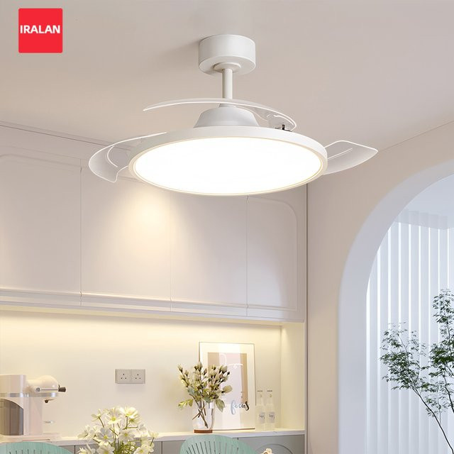 IRALAN Moderner LED-Deckenventilator mit Fernbedienung und dimmbarer Beleuchtung in Weiß - Bild 1