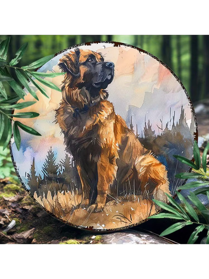 Potdemiel Leonberger Hunde-Wanddekoration aus Metall, rundes Aluminiumschild in Mehrfarbig, Durchmesser: 20,32 cm - Bild 5