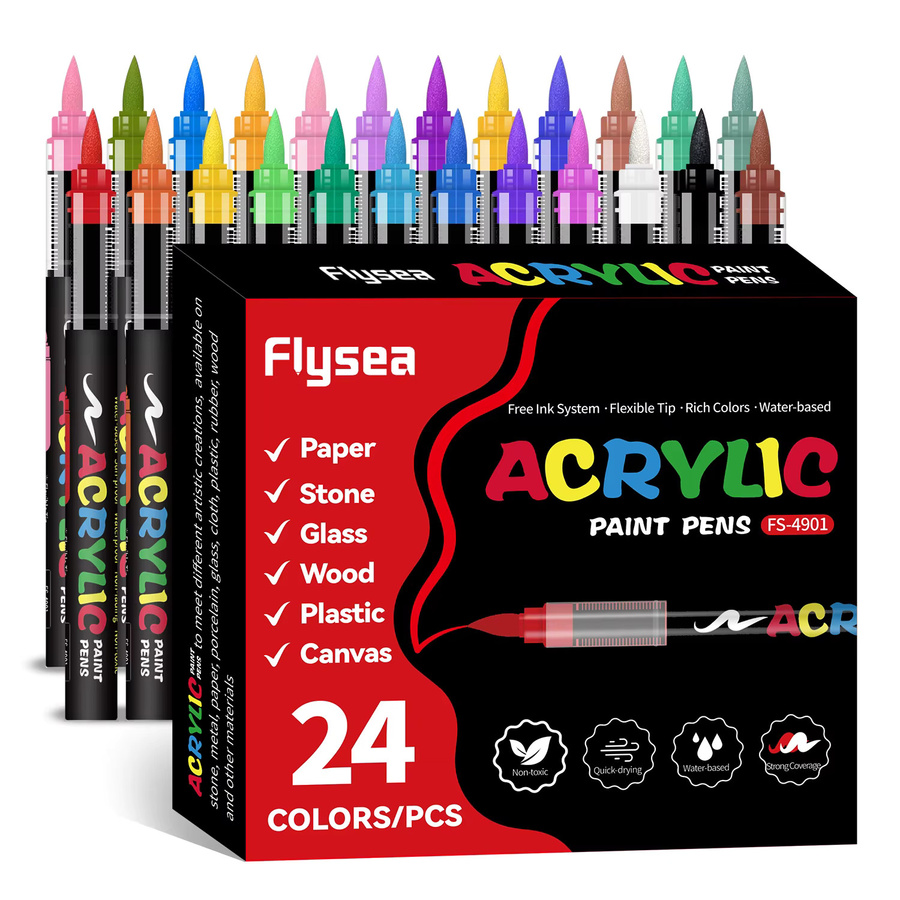 24 Farben Acryl-Marker Set mit starker Deckkraft für Kunst, Zeichnen und DIY Basteln in Multicolour - Bild 5