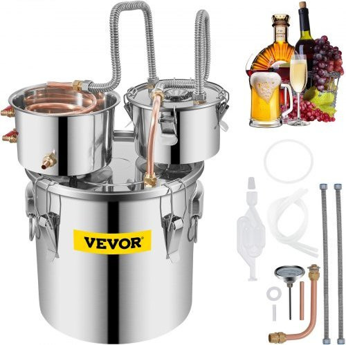 VEVOR Destilliergerät aus Edelstahl in Silber mit 21 l Fassungsvermögen und Kupferrohr für die Herstellung von Whisky, Wein und Spirituosen - Bild 1