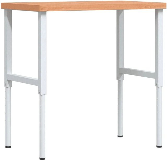 vidaXL Werkbank aus Massivholz Buche mit pulverbeschichtetem Metall, B/T/H: 100 x 60 x 73-99,5 cm - Bild 1