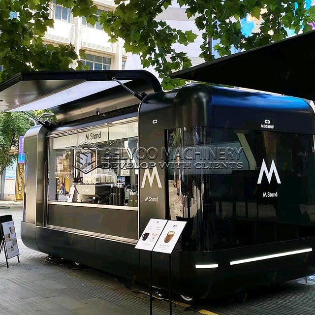 BELYOO Mobiler Kaffeeanhänger in Schwarz als Streetfood-Kiosk mit voll ausgestatteter Küche und Catering-Truck - Bild 1