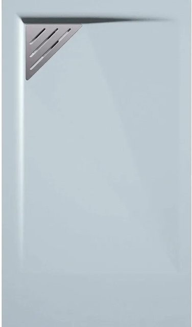 Mirlo Trinity Duschwanne aus Mineralguss in Grau, quadratisch, extra flach mit Ablaufschutz in Chrom, Ablauf linksbündig, B/T: 70 x 70 cm - Bild 1
