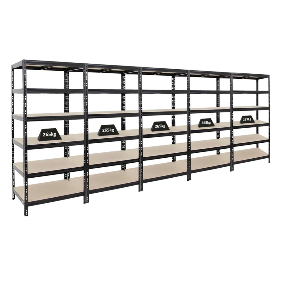 PROREGAL Schwerlastregal Giant Tiger Set aus 5 Stück, Schwarz, 6 Ebenen, H x B x T: 200 x 90 x 60 cm, Fachlast 265 kg - Bild 2