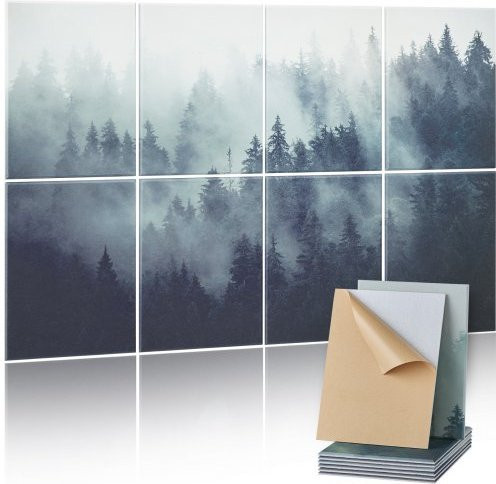 VEVOR 8er-Pack Akustikpaneele Dunkler Wald, selbstklebende schalldämpfende Wandpaneele aus Polyesterfaser, B/H/T: 80 x 120 x 1 cm - Bild 1
