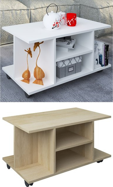 VCM Couchtisch aus Holz mit Rollen in modernem Design, H x B x T: 40 x 80 x 40 cm - Bild 1