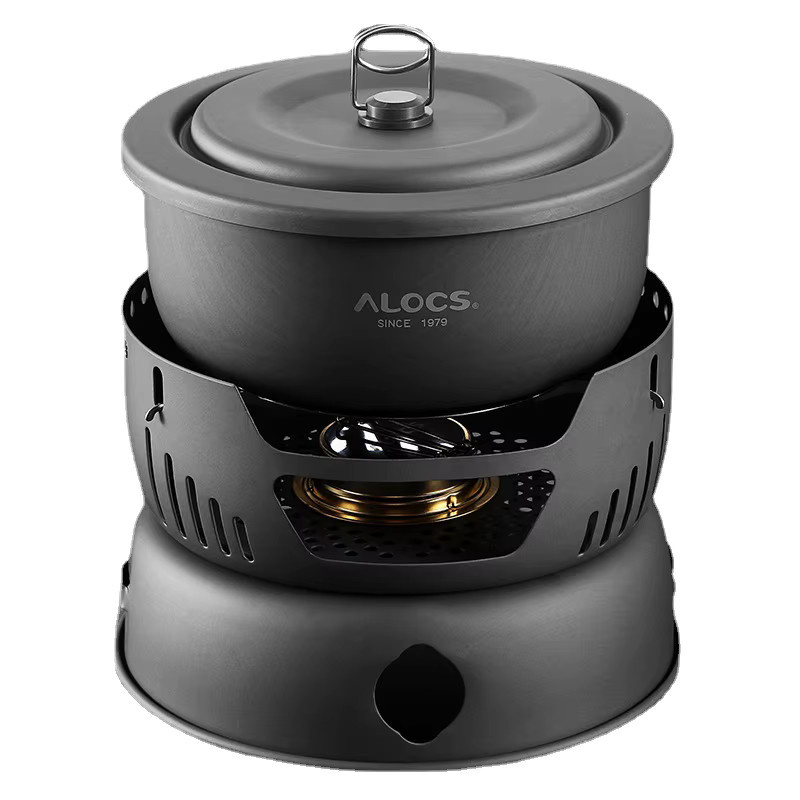 ALOCS Outdoor Kochtopf Set CW-C05 mit Alkoholherd und Schutzabdeckung für Camping und Picknick - Bild 5