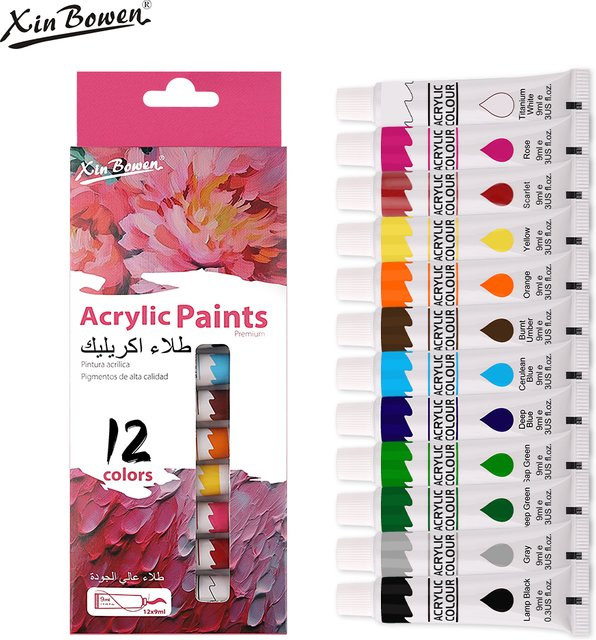 Acrylfarben-Set mit 12 Farben in Multicolour, 9 ml pro Farbe, ideal für Kunst, Graffiti und DIY-Projekte - Bild 1