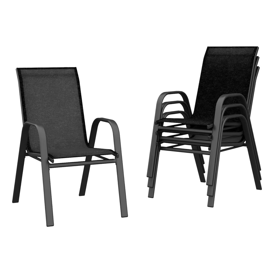 HiMISS 4er-Set stapelbare Gartenstühle aus Textilene und Metall in Schwarz, wetterfeste Outdoor-Stühle für Terrasse, Garten und Balkon - Bild 7