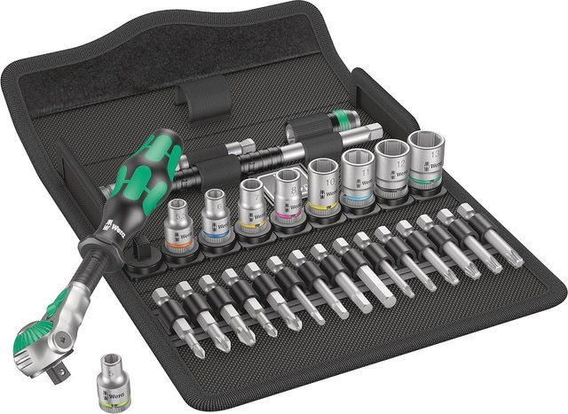 Wera Zyklop Speed-Knarrensatz 8100 SA 6, 28-teilig, 1/4 Zoll Antrieb, metrisch, Silber - Bild 1