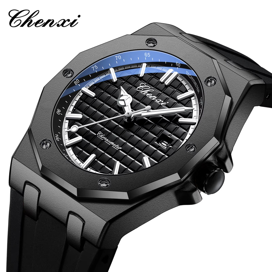 CHENXI Armbanduhr, Quarz, Silikon, Schwarz, Herren - Bild 1