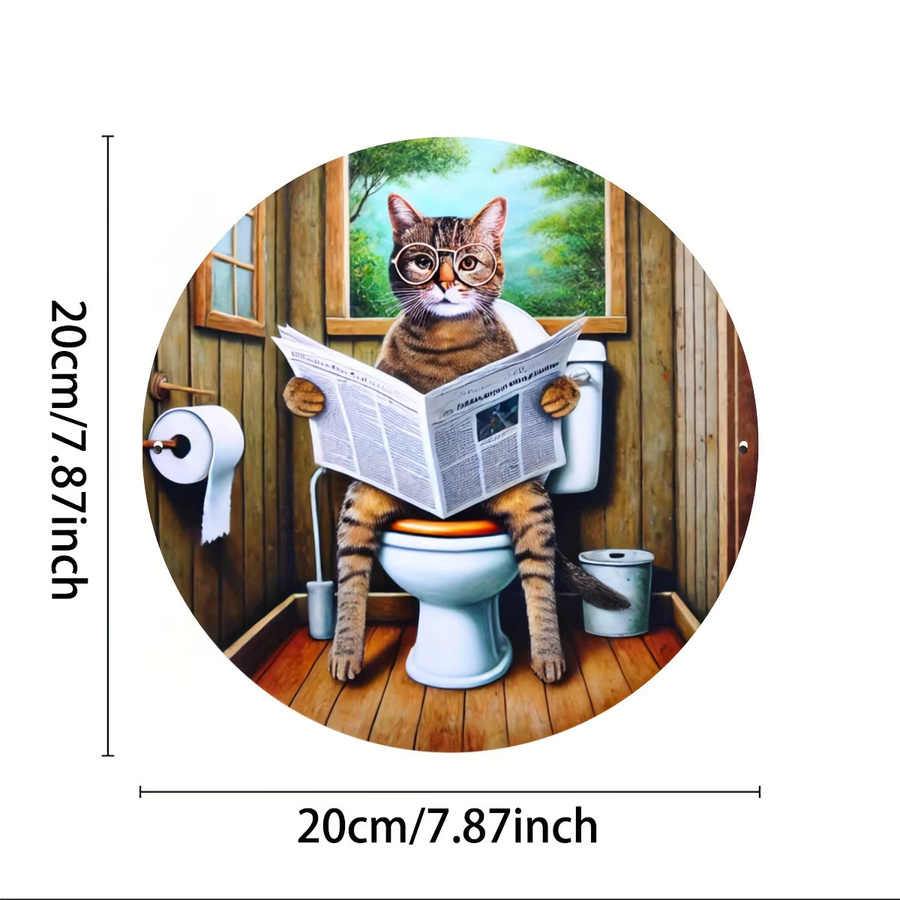 Metallschild Potdemiel Skurrile Katze liest Zeitung, Wanddekoration im rustikalen Design, B/H: 19,8 x 19,8 cm, Mehrfarbig - Bild 2