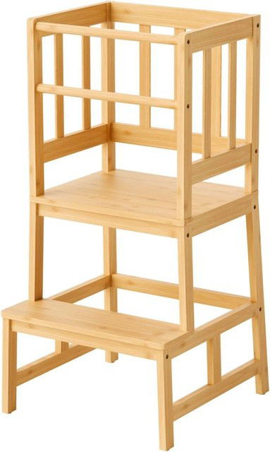 Wiltec Kinderstuhl Lernturm aus Bambus in Beige, H x B x T: 90 x 46 x 46 cm - Bild 1