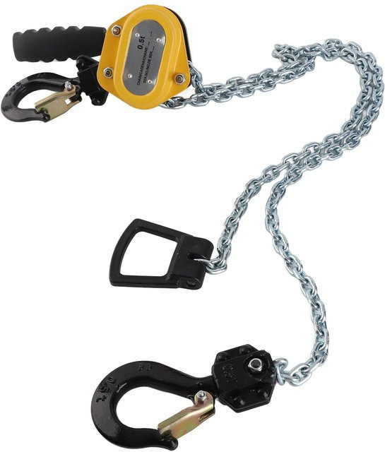 Aimo Hebelzug-Flaschenzug Mini Tragbare Ratsche mit 1,5 Meter Kette für 500 kg Last in Weiß und Gelb - Bild 1