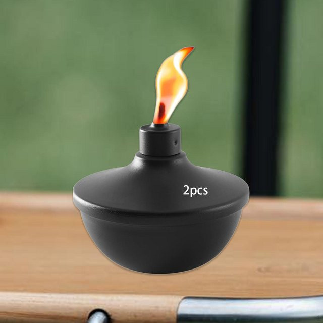 HappyToy Metallfackel aus Eisen und Edelstahl in Schwarz für Outdoor-Beleuchtung im 2er-Set - Bild 1