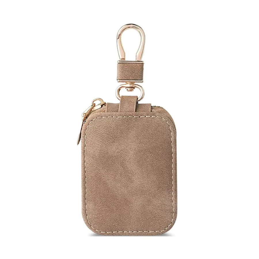 Stoßfeste Kopfhörer-Schutzhülle aus PU-Leder mit Reißverschluss in Beige - Bild 2