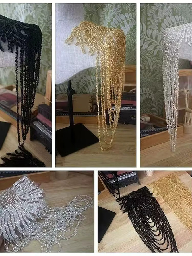 ZYLPYY Perlen Kette, Stickerei Patch, Stoff für Abendkleid, Hochzeit - Bild 2